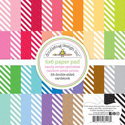 Doodlebug Design Diagonalstreifen Punkte 24 Stück 6 x 6 Papierblock Geburtstag Karten basteln