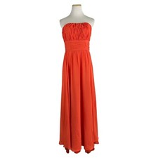 MARILEE by Madeline Gardner Dress XS Gown Coral Orange Gathers Bodice Waist Maxi