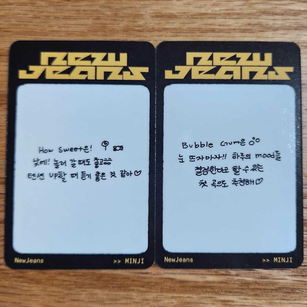 Minji Official 2pcs Photocards NewJeans How Sweet & Bubble Gum