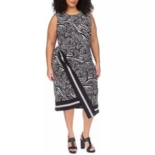 Michael Kors Womens Dress Size 2X Zebra Print Sleeveless Jersey Knit Faux Wrap