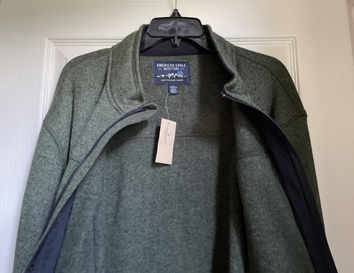American Eagle Outfitters Men’s AEO Vintage Fleece Full Zip Knit Jacket 3XL NEW - Picture 10 of 14