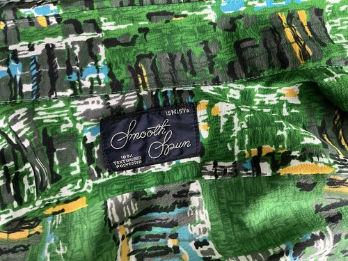 Camisa de manga larga de poliéster con patrón verde hilado liso discoteca de los años 70 - mediana - Imagen 8 de 10