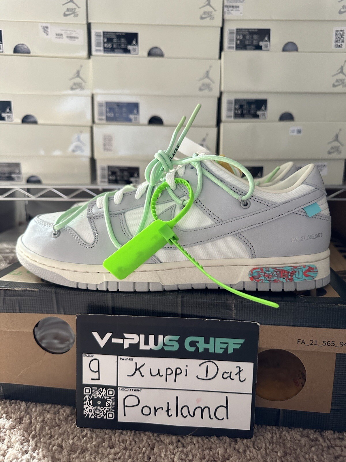 OFF WHITE X NIKE Taglia 11 5 Nike Off White x Dunk Low (lotto) 07 di 50