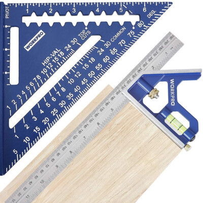 WORKPRO 2PC Rafter Square Combination Square Tool Set Rafter Square Layout Tool