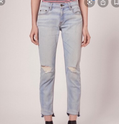 Rag Bone Dre Capri Jeans Women's 25 Skinny Frayed Hem