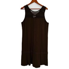 J. Jill Sun Dress Women L Dark Brown Soft Comfy Crochet Pocket Stretch Beach