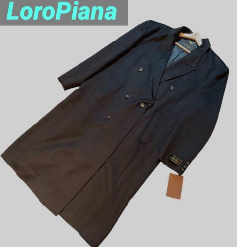 Loro Piana 100% Wool Double Chester Long Coat Jacket Men Size LL XL Black New - Picture 1 of 8