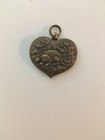 Vintage Heart Shaped Pendant Charm Tiger Cat / Dragon Minglong Chinese Medallion — photo 2