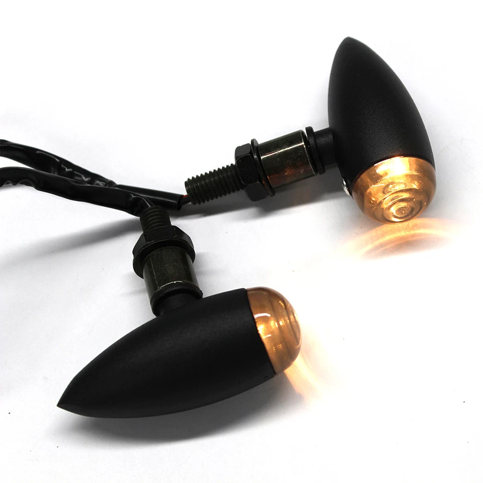 Luces indicadoras universales de señales de giro para motocicleta Cafe Racer Bobber Chopper 2X Foto 3 de 4