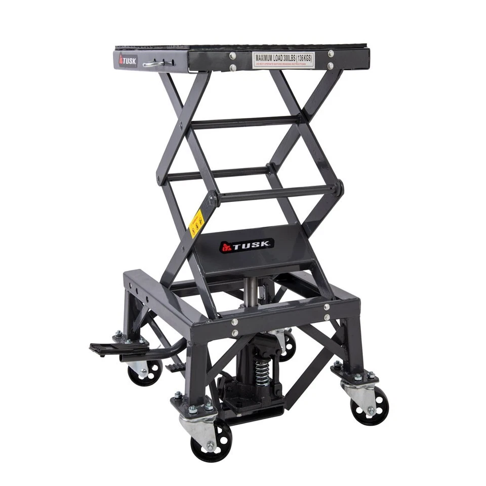 Tusk Scissor Lift Stand Adjustable, Supports 300 lb, Dirt Bike, ATV & UTV Foto 2 de 4