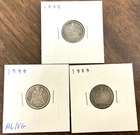 LOT of 3 - 1888 Seated Liberty Silver Dimes 10c - AG/VG.