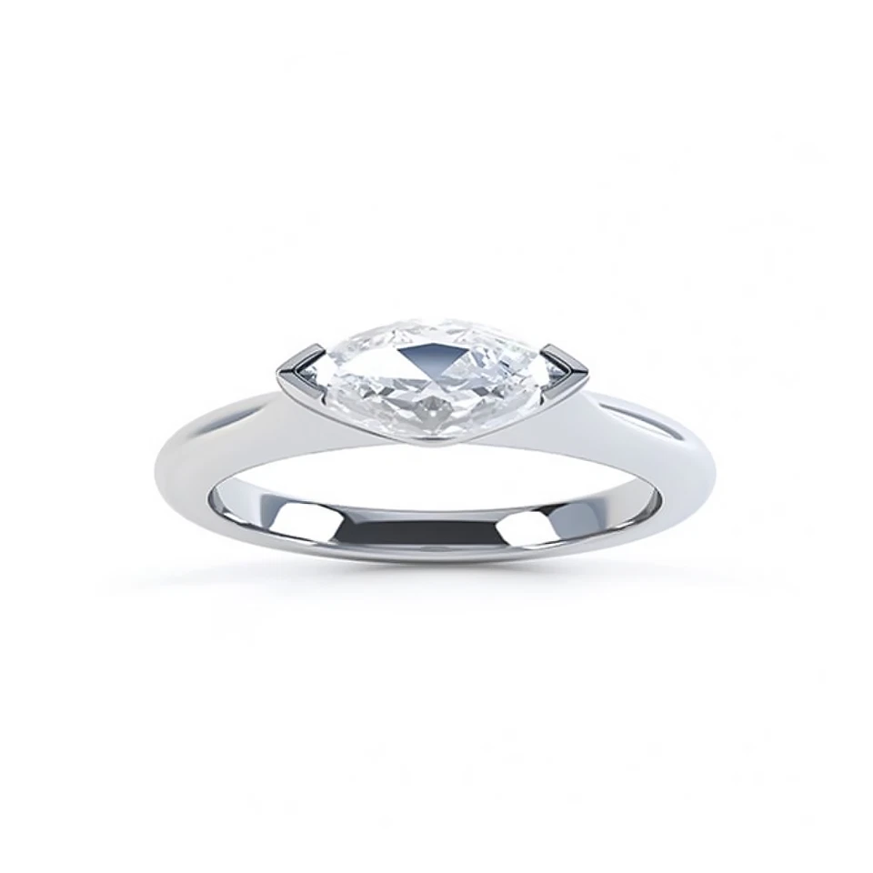 Anillo de compromiso de diamantes cultivados en laboratorio con certificación IGI marquesa de 1,00 quilates platino 950 Foto 4 de 4