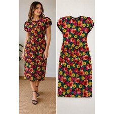 Vtg 80s NIPON X Talbots Silk Dress Dopamine Cottagecore Floral Sz 6 / 8 / 10