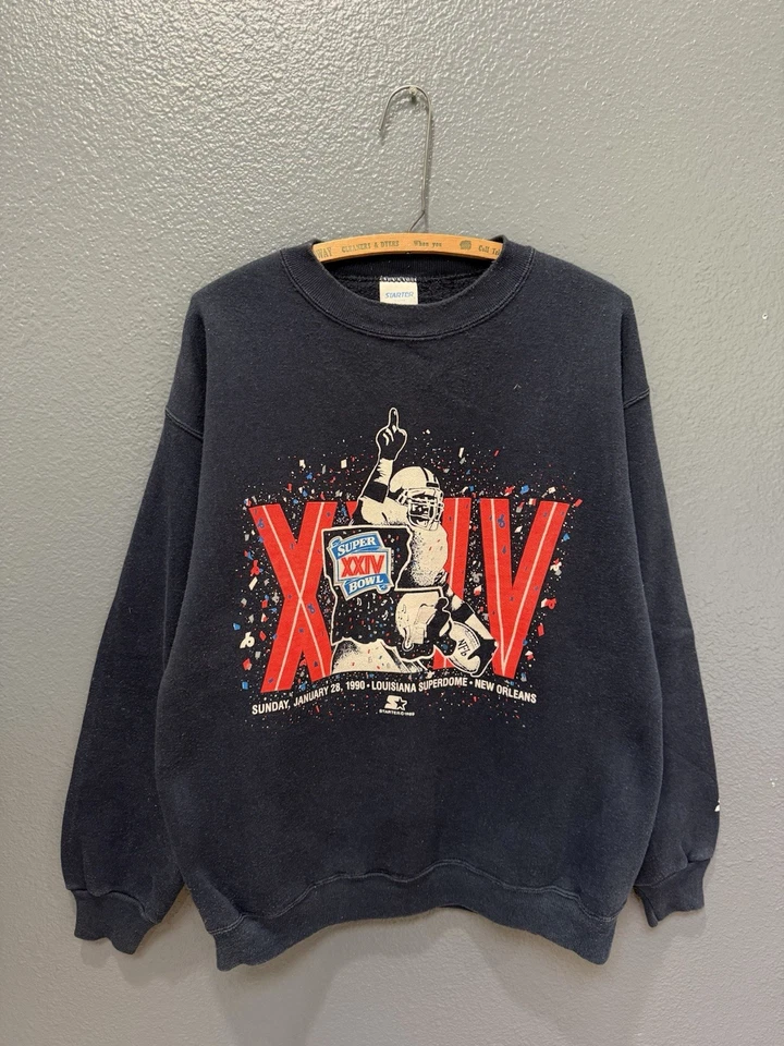 Vintage 80’s Starter NFL Super Bowl Football Blue Sweatshirt Size XL  - Изображение 3 из 4