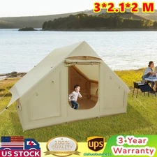 Portable Inflatable Camping Glamping Tent Waterproof Tent w/Hand Pump 4 Person