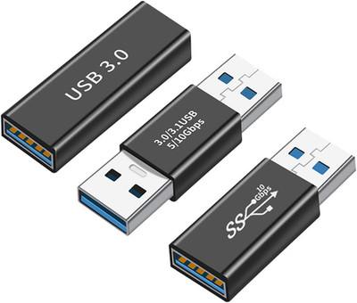 3 Kinds USB 3.0 Adapter Kit Female to Male M/M F/F Extension Coupler Black
