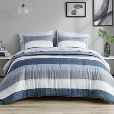 Essentials Jaxon Bed in a Bag Comforter Set with Sheet, Printed Stripe Design, M