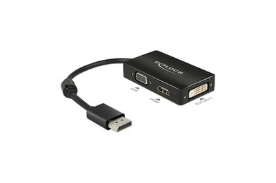DELOCK Displayport Adapter DP -> D-Sub15/HDMI/DVI St/Bu sw