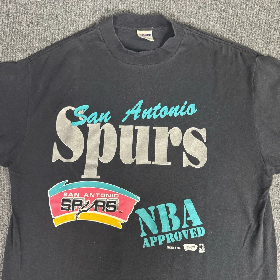 Vintage San Antonio Spurs NBA 1991 Graphic Tee Black Retro Streetwear 90s - Image 2 of 4