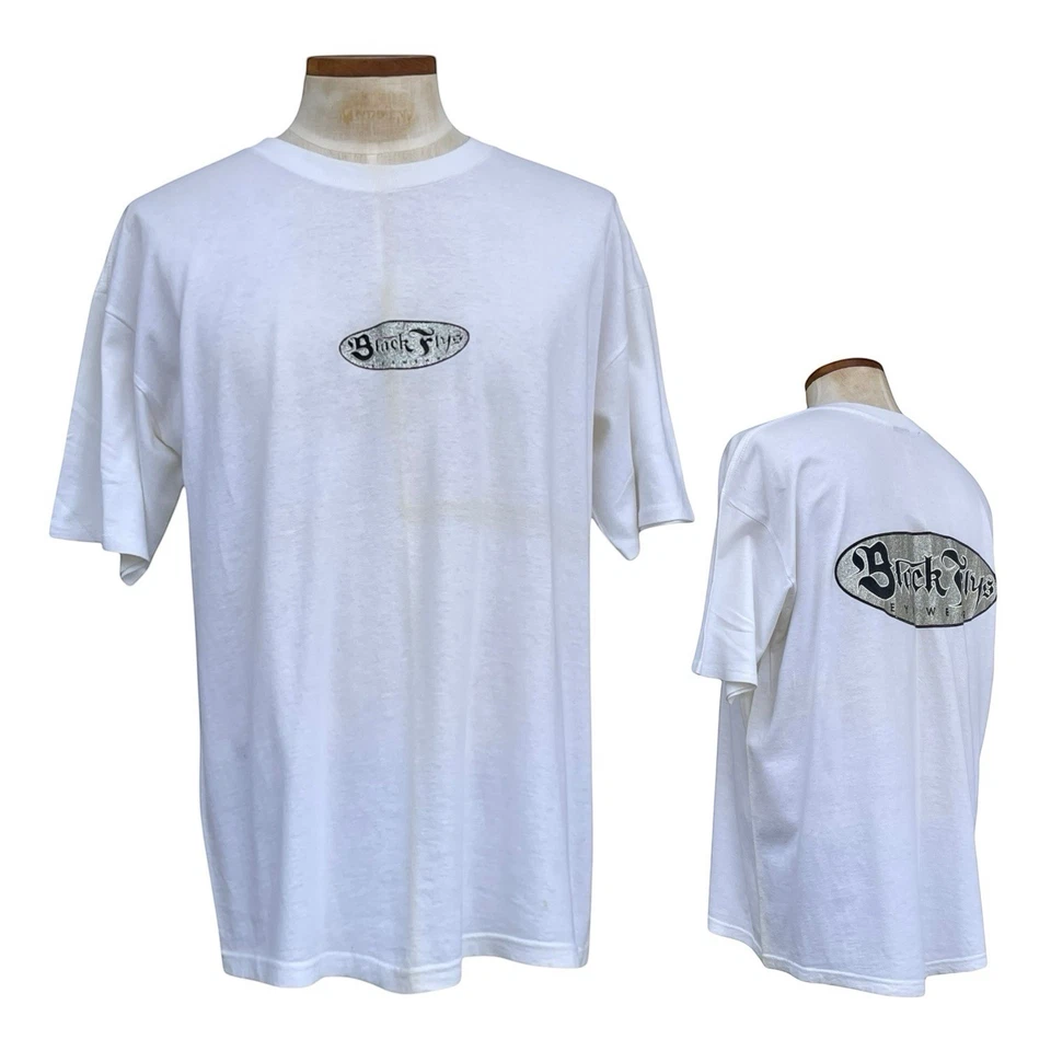 Camiseta De Colección BLACK FLYS Para Hombres XL Gafas Brillo Logo Cuello Redondo Patín RARA Foto 2 de 4