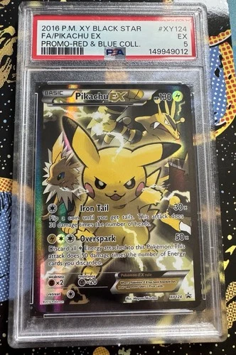 2016 POKEMON XY BLACK STAR PROMO RED & BLUE COLL FULL ART/PIKACHU EX PSA 5