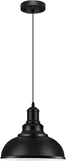 LOEHINLE Pendant Lighting Vintage Industrial Fixtures, Black Metal Farmhouse Lig