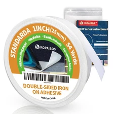 KEPAIBOS Double Sided Iron On Adhesive Hem Tape with 1 inch wide, Transparent 