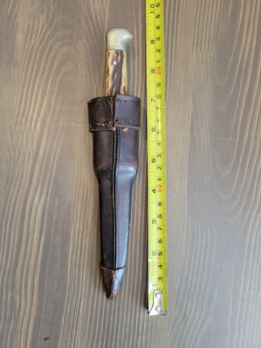 WWI-WWII German Stag Handle Boot Knife by Anton Wingen Jr. w/Org. Sheath
