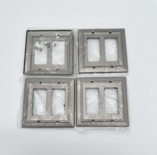Brushed Satin Nickel 2 Gang Double Metal Decorator Wall Plate Cover 2 Pack New