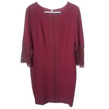Karl Lagerfeld Dress Knee Length Dress Sheath Dress Crochet Dress Women Maroon