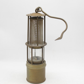 T Vintage Brass Safety Miners Lamp No Dents Glass In Tact Not Tested