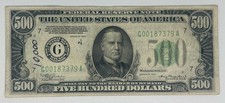 Series 1934 $500 Dollar Bill Federal Reserve Note With Pen Writing
