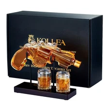 Birthday Gifts for Men Dad, Kollea Gun Whiskey Decanter Set 9 Ounces, Clear 