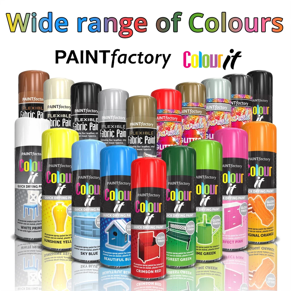 PAINT FACTORY Spray Paint Aerosol Auto Car Primer Matt Gloss Lacquer Wood Metal 250ml 400ml