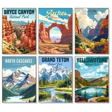 6 Pack Paint by Numbers Kit for Adults National Park- Landscape Adult Paint b...