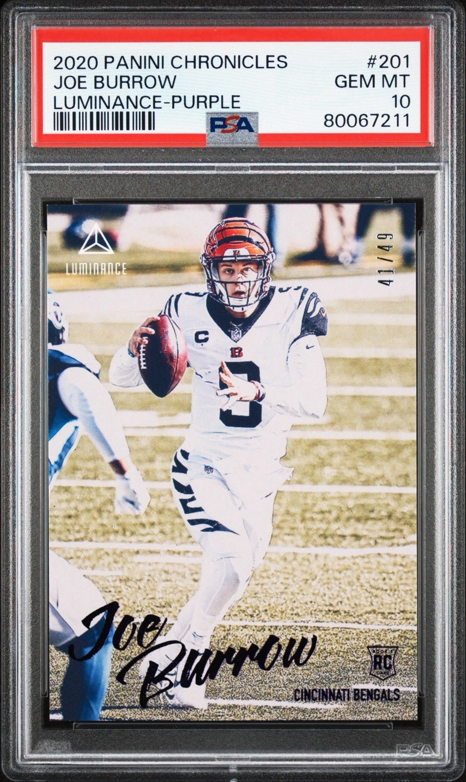 Joe Burrow Panini Chronicles Luminance #201 Purple