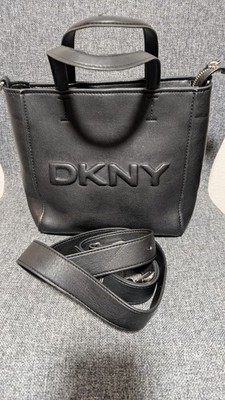DKNY Tilly Soft Faux Black Leather Medium Tote Crossbody Logo