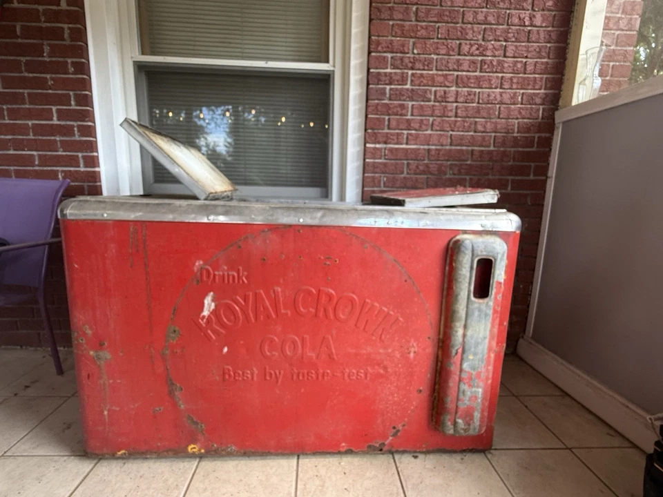 Royal Crown Cola- deep cooler. Its natural color yellow is under this red. - Image 3 of 4