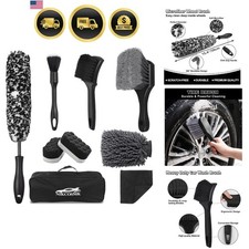 9Pcs Car Wheel  Tire Brush Kit, Wheel Cleaner Brush, Soft-bristled Rim Brush...