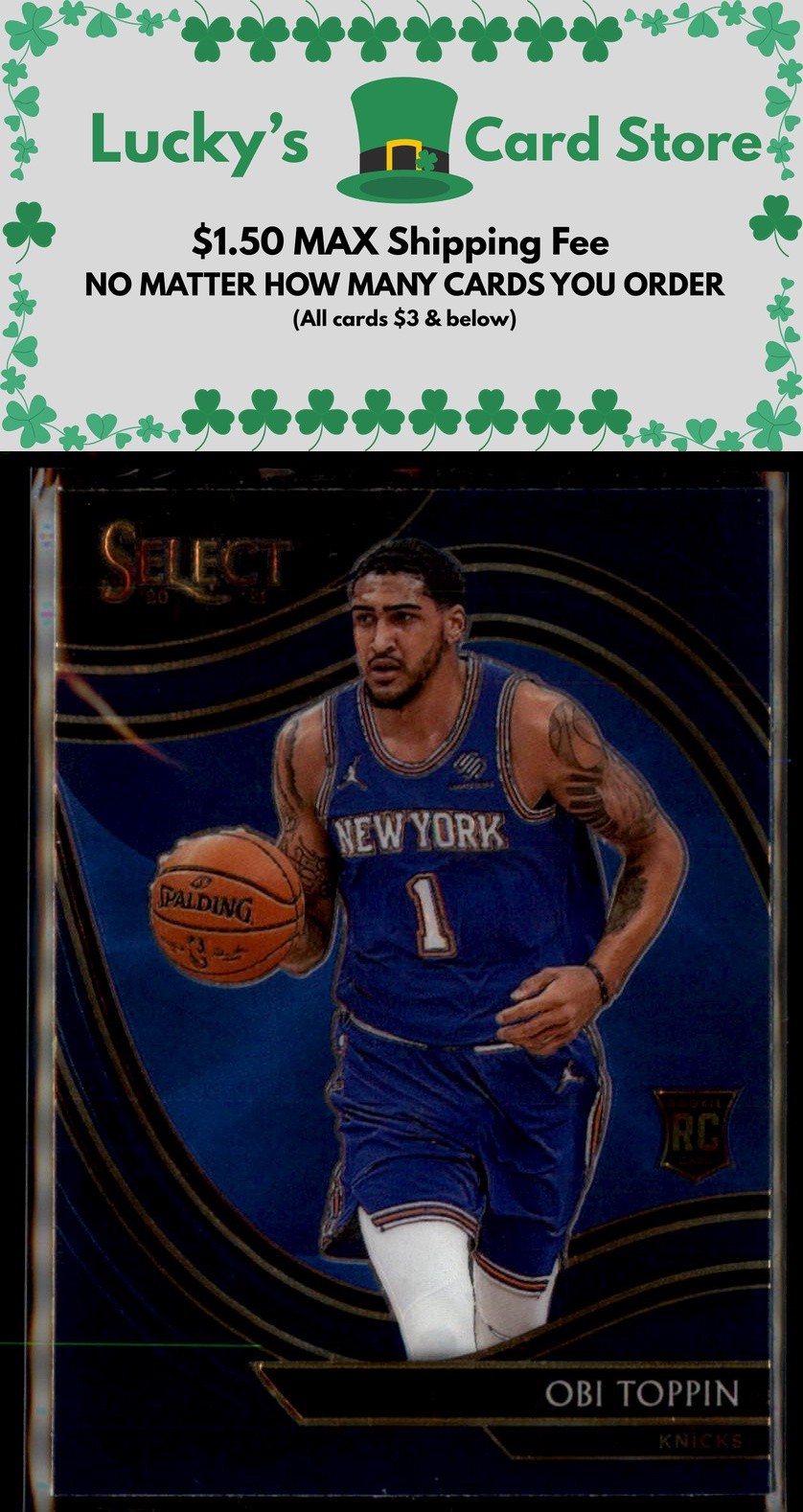 2020-21 Panini Select #293 Obi Toppin Blue Courtside Rookie
