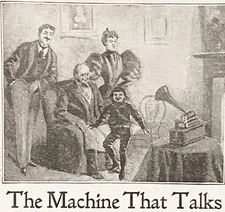 Family Listening to The Machine That Talks COLUMBIA PHONOGRAPH Vtg 1896 Print Ad
