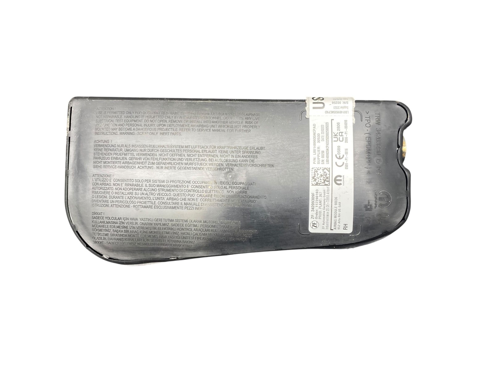 2023 MASERATI GRECALE M182 OEM FRONT RIGHT PASSENGER SEAT SRS AIR BAG AIRBAG