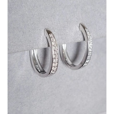Lab Grown Diamond Channel Set Creolen 1/4 ctw Weißgold 925 Neu mit Etikett