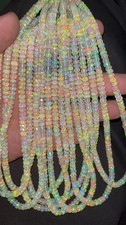 AAA Natural Ethiopian Opal Faceted Rondelle Beads 3-5mm 16" Fire Opal Strand