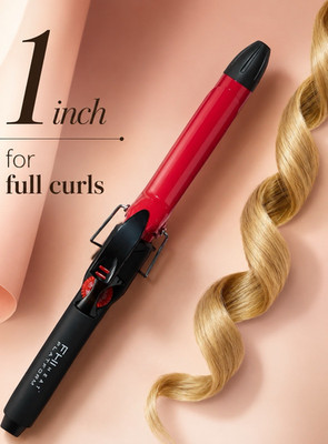 FHI Heat Platform Bounce Curling Iron 1in Ceramic Tourmaline 450°F Red Black