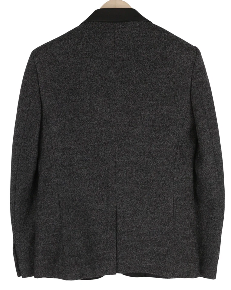 ANTONY MORATO Men Blazer S Melange Grey Wool Blend Slim Fit Coated Notch Lapel - Image 4 of 4