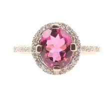 1.35 ctw Oval Pink Tourmaline & 0.30 ctw Round Diamond 14KT Rose Gold Halo Ring 