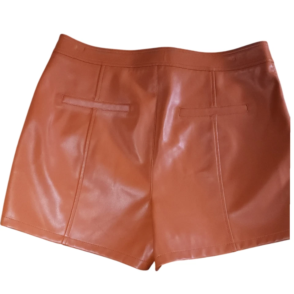 Mini Pantalones Cortos Para Mujer Anthropologie Chino Imitación Cuero EE. UU. 10 Terracota Usados en Excelente Condición Foto 4 de 4