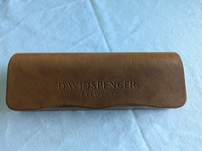 DAVID SPENCER Eye/Sunglass Case-Brown Leather with Cleaning Cloth