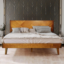 Gazelle Signature Bed Frame with High Headboard Solid Wood Platform Queen Bed